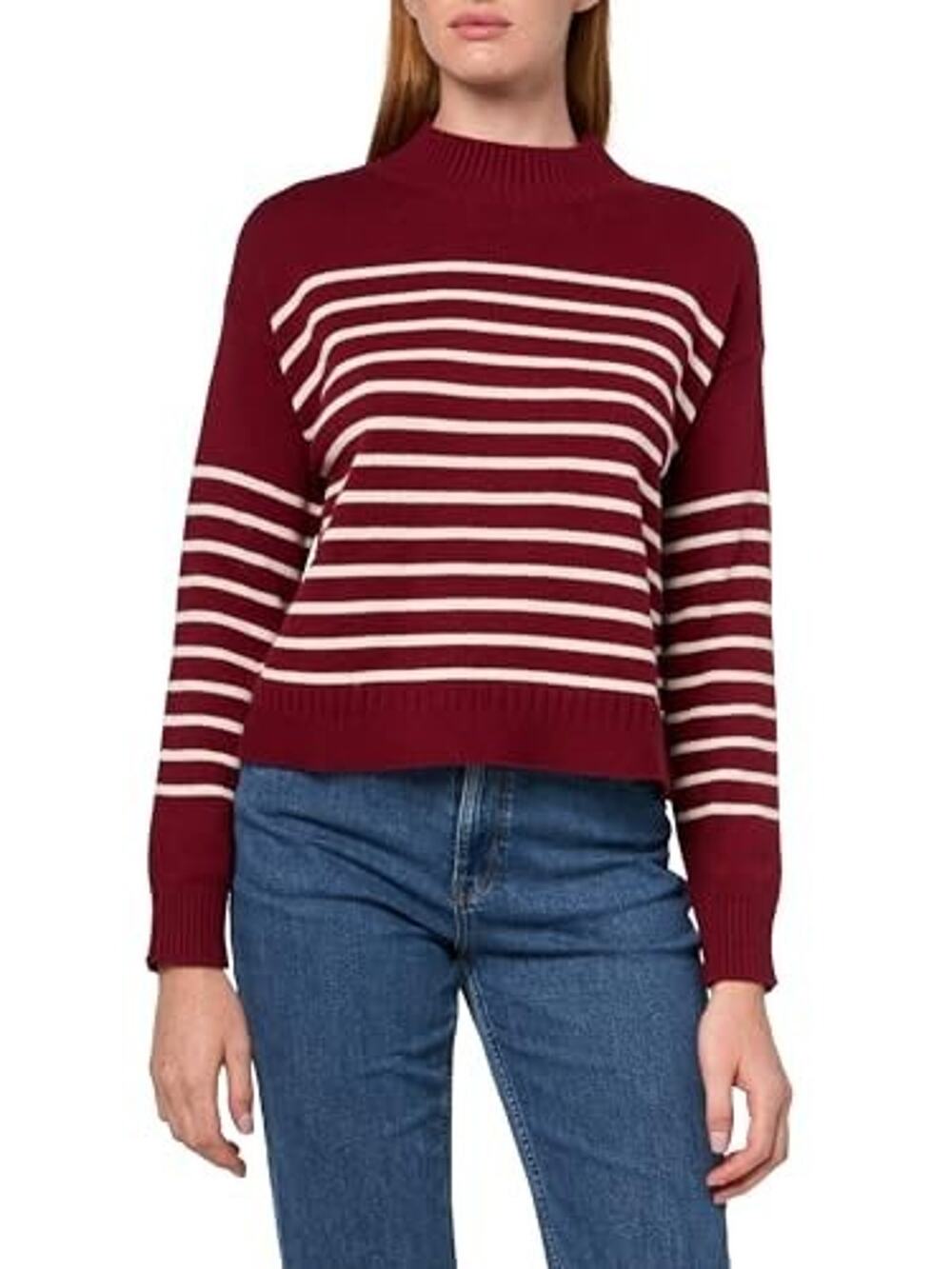 Nautica Women's Long Sleeve Pullover Mockneck Sweater Burgundy Size XL 3075